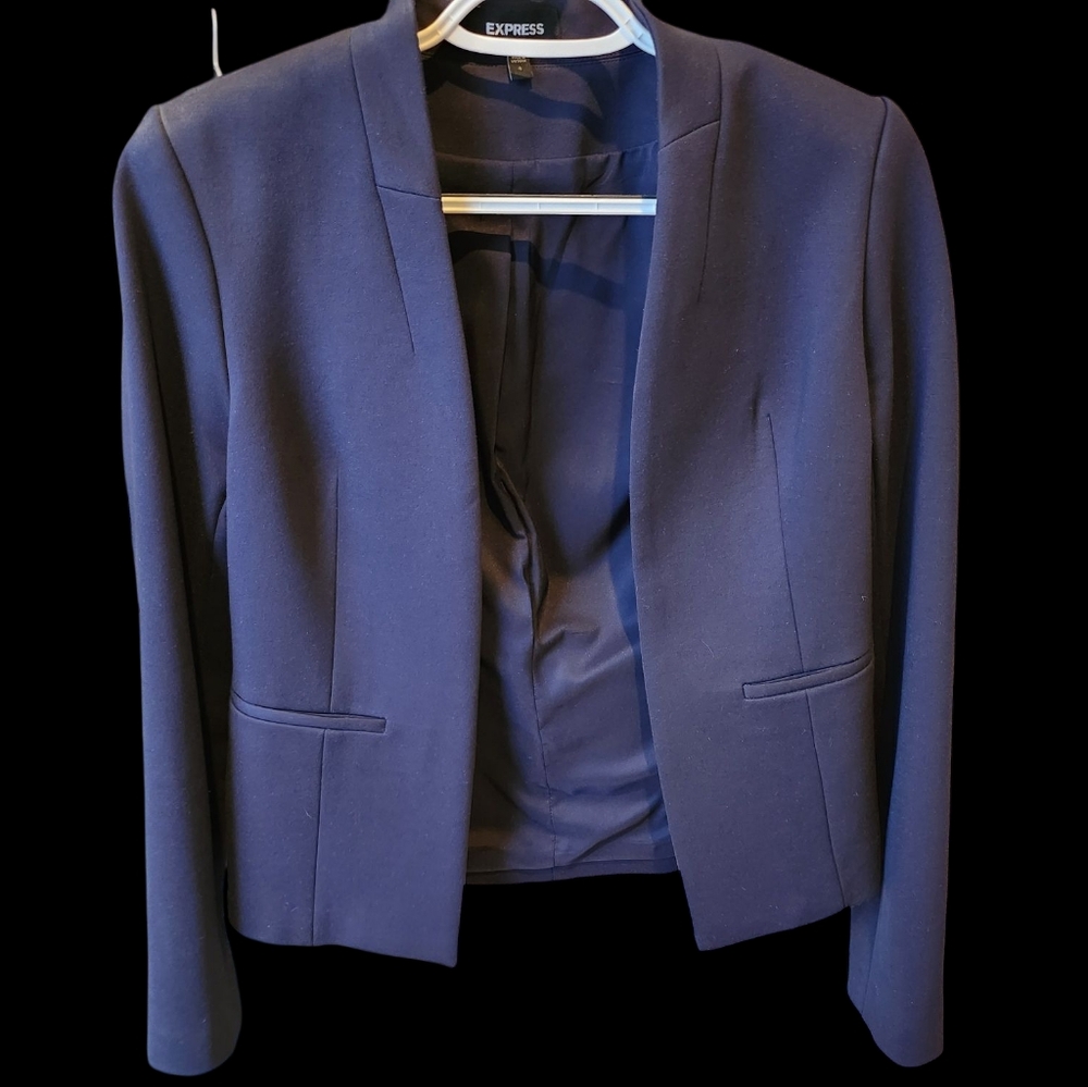 Express Boyfriend Stretch Blazer In Navy